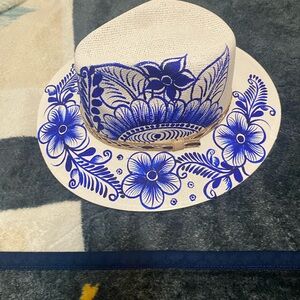 Elegant White and Blue Women's Hat